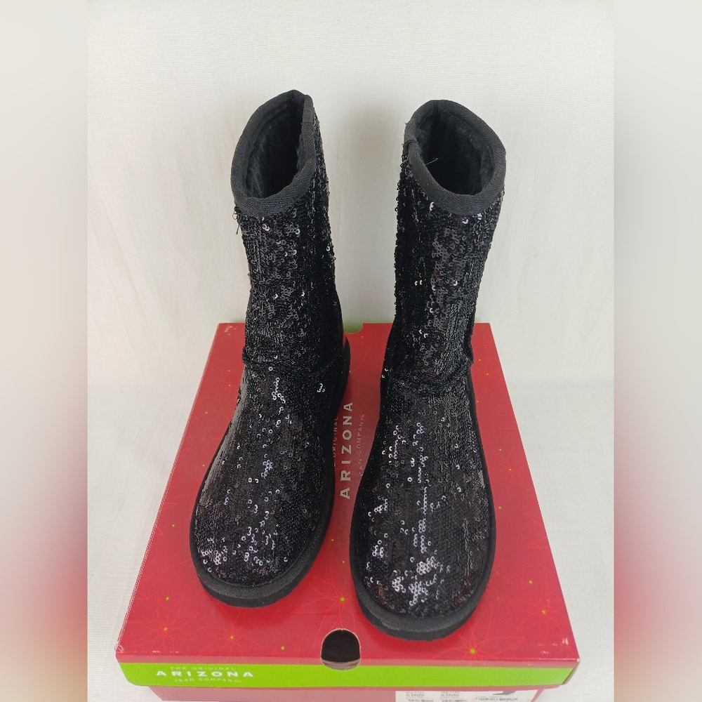 Arizona Black Winter Boots Cascade with Sparkly Sequins NIB Size 8M